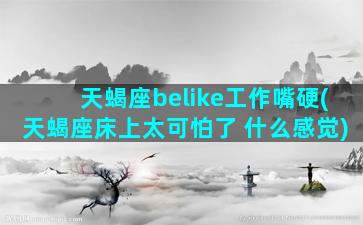 天蝎座belike工作嘴硬(天蝎座床上太可怕了 什么感觉)